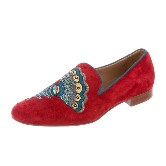 Christian Louboutin Embellished Suede Loafers main image 5